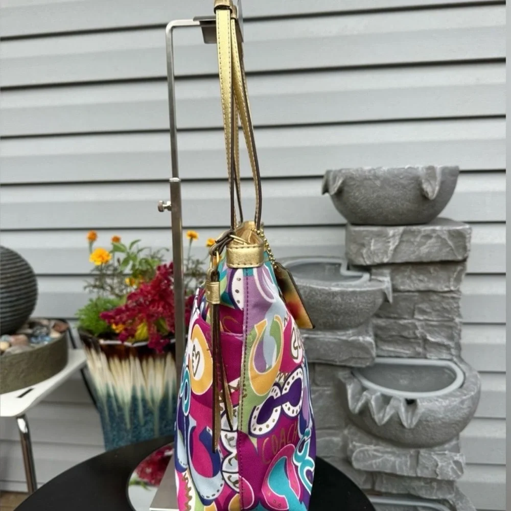 COACH POPPY Colorful Graphic Tote with Gold Handles! Limited Edition! - Picture 6 of 8
